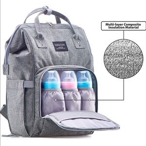 Gray diaper bag backpack - like new!